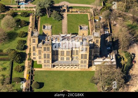 Foto aerea di Hardwick Hall da 1500 metri circa Foto Stock