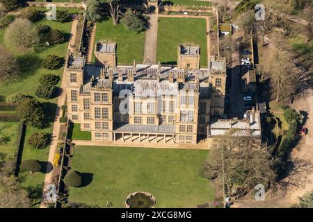 Foto aerea di Hardwick Hall da 1500 metri circa Foto Stock