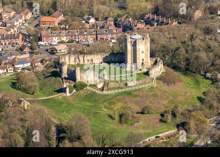 Foto aerea del castello di Conisburgh da 1500 metri circa Foto Stock