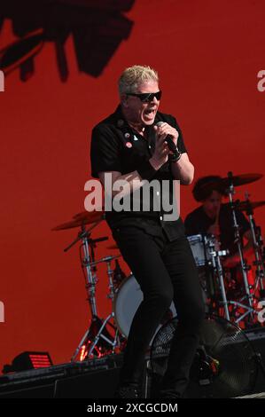 Donington, Regno Unito. 15 giugno 2024. Dexter Holland dei The Offspring si esibisce sull'Apex Stage, durante il Download Festival 2024. Crediti: Cristina Massei/Alamy notizie in diretta Foto Stock