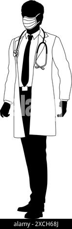 Dottore uomo medico Silhouette medico persona sanitaria Illustrazione Vettoriale