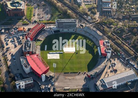 Foto aerea dell'Old Trafford Cricket Ground scattata da 1500 metri circa Foto Stock