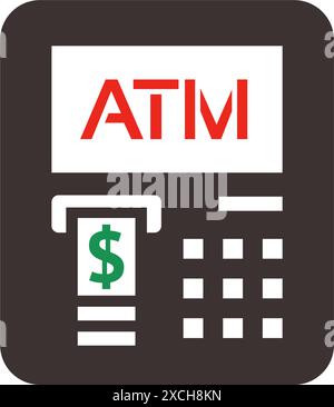 Icona di pagamento ATM, realizzata in stile colore. Illustrazione Vettoriale