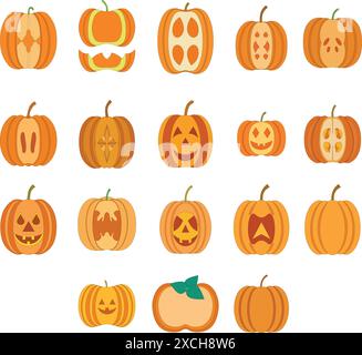 Tipi di icone delle opzioni della zucca astratta Illustrazione Vettoriale