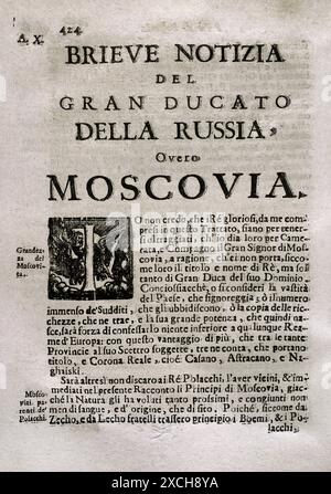 "Mappamondo Istorico". Volume IV parte due. Regni derivanti dal declino e dalla caduta dell'Impero Romano in Occidente. Dal 420 ad al 1692 d.C. Breve storia del Granducato di Russia. Di padre Antonio Foresti (1625-1692), della compagnia di Gesù. Parma, 1710. Autore: Antonio Foresti (1625-1692). Gesuita e storico italiano. Foto Stock