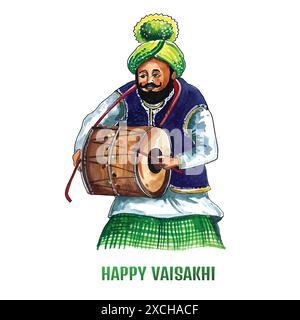 Felice festa vaisakhi del design della carta Punjabi sikh Illustrazione Vettoriale