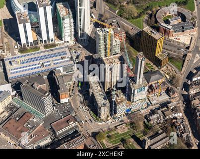 Foto aerea del centro di Leeds scattata da 2000 metri circa Foto Stock