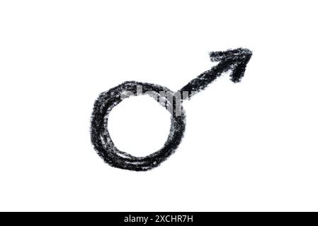Un simbolo di Marte disegnato a mano in una matita nera su sfondo bianco Foto Stock