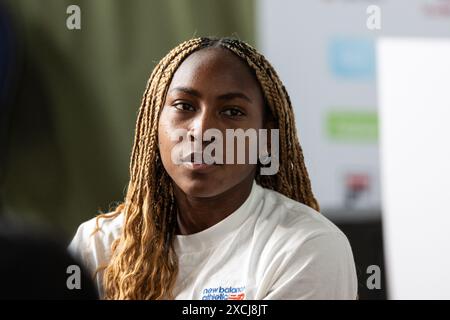 Berlino, Germania. 17 giugno 2024. Coco Gauff, tennista americano, fa un'intervista sul WTA Tour di Berlino. Crediti: Hannes P. Albert/dpa/Alamy Live News Foto Stock