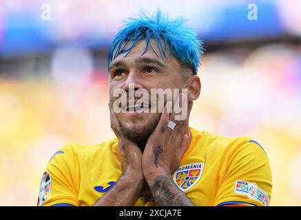 Monaco, Germania. 17 giugno 2024. Calcio, UEFA Euro 2024, Campionato europeo, Romania - Ucraina, turno preliminare, gruppo e, Matchday 1, Monaco Football Arena, Romania Andrei Ratiu reagisce. Crediti: Peter Kneffel/dpa/Alamy Live News Foto Stock