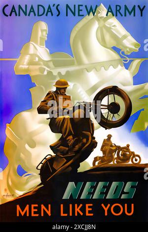 Il New Army del Canada ha bisogno di uomini come te, 1940 anni - Poster con stampa d'epoca Foto Stock