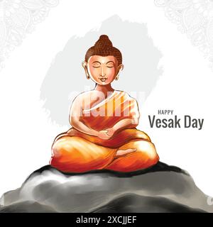 Happy buddha purnima vesak Day sfondo tradizionale Illustrazione Vettoriale