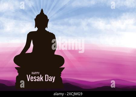 Buon vesak giorno budha purnima card background Illustrazione Vettoriale