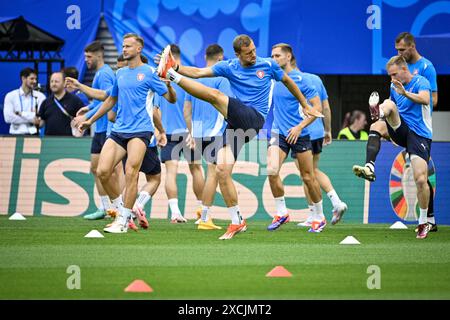 Lipsia, Germania. 17 giugno 2024. Allenamento aperto della nazionale ceca all'interno dei Campionati europei di calcio, Lipsia, Germania, 17 giugno 2024. Crediti: Vit Simanek/CTK Photo/Alamy Live News Foto Stock