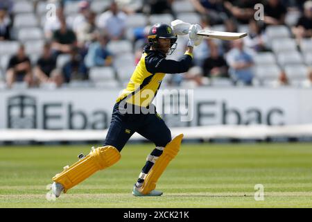 Graham Clark ha battuto Durham durante il Vitality T20 Blast match tra Durham e Lancashire Lightning al Seat Unique Riverside, Chester le Street, domenica 16 giugno 2024. (Foto: Mark Fletcher | mi News) crediti: MI News & Sport /Alamy Live News Foto Stock