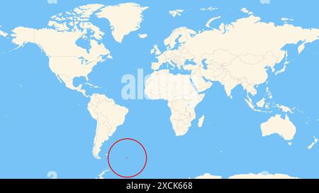 Mappa di localizzazione che mostra la posizione del paese della Georgia del Sud e delle Isole Sandwich meridionali in sette mari. Il paese è evidenziato da un poli rosso Foto Stock