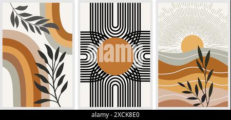 Set di carte creative con texture disegnate a mano. Illustrazione vettoriale per il progetto Illustrazione Vettoriale