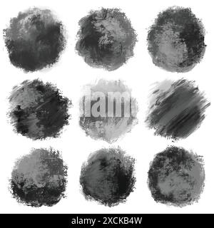 Design astratto del set di acquerelli splash grigio Illustrazione Vettoriale
