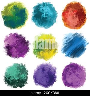 Design astratto del set di acquerelli Splash colorati Illustrazione Vettoriale