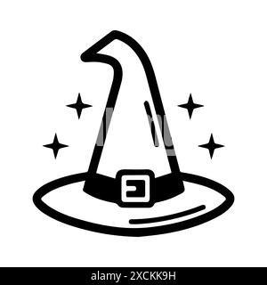 Logo Magic Hat o icona linea moderna. Grafica a linee vettoriali e design a icone con un contorno audace. Bianco e nero simbolo minimalista Pixel Perfect per isolare il bianco Illustrazione Vettoriale