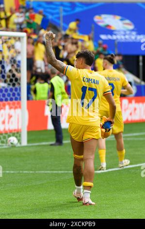 Monaco, Germania. 17 giugno 2024. Monaco di Baviera, Germania, 17 giugno 2024: Florinel Coman (17 Romania) dopo la partita di calcio UEFA EURO 2024 del gruppo e tra Romania e Ucraina all'Arena di Monaco, Germania. (Sven Beyrich/SPP) credito: SPP Sport Press Photo. /Alamy Live News Foto Stock