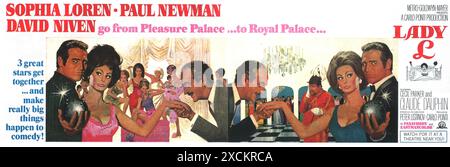 Poster del film Lady L del 1965, diretto da Peter Ustinov. Con Sophia Loren, Paul Newman, David Niven Foto Stock