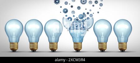 Concetto di competenza e metafora esperta come idea di successo aziendale per intelligenza e innovazione come simbolo della leadership creativa. Foto Stock