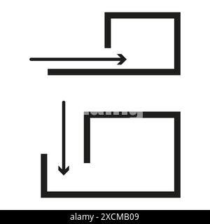 Icone di direzione delle frecce. Design nero minimalista. Semplice arte in linea. Pulire le forme geometriche. Illustrazione Vettoriale