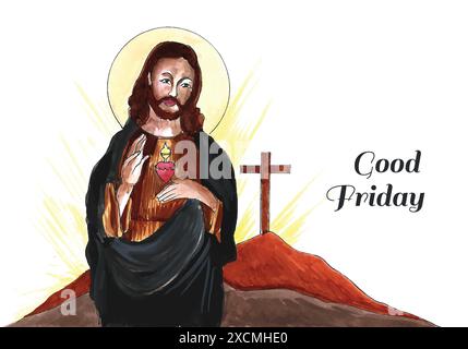 Gesù cristo disegno religioso per la celebrazione pasquale Illustrazione Vettoriale