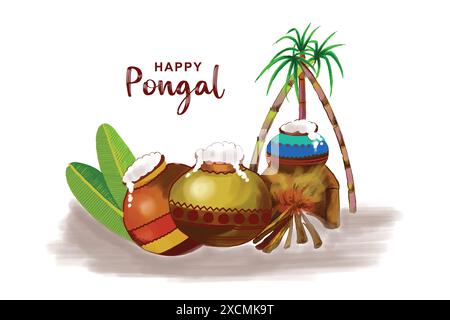 Felice festa di Pongal sfondo della celebrazione religiosa del festival Illustrazione Vettoriale