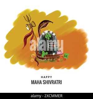 Sfondo del festival Maha shivratri con design di carte shiv ling Illustrazione Vettoriale