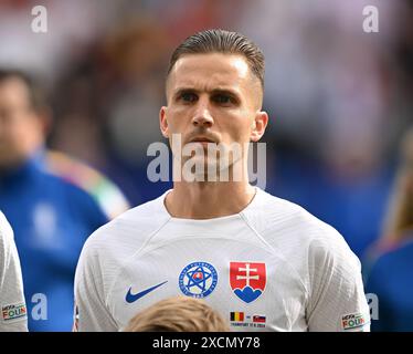 17 giugno 2024, Assia, Francoforte sul meno: Calcio: Campionato europeo, Belgio - Slovacchia, turno preliminare, gruppo e, partita 1, Frankfurt Arena, Peter Pekarik dalla Slovacchia. Foto: Arne Dedert/dpa Foto Stock