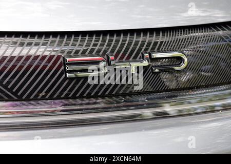 17.06.2024, Deutschland, NRW, Autohersteller, Cina, logo BYD, e-Auto, Elektroauto, Sponsor UEFA Euro 2024, Deutschland *** 17 06 2024, Germania, NRW, Foto Stock