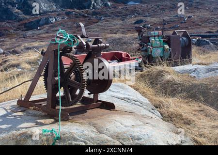 Iliminaq - un villaggio isolato ai margini della baia di Disko nella Groenlandia occidentale Foto Stock