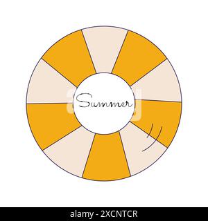 Estate. Cerchio retrò giallo, vettore semplice salvavita. Isolato su bianco Illustrazione Vettoriale