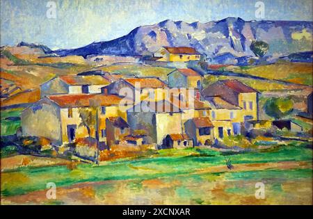 Pittura intitolato 'Amleto a Payannet, nei pressi di Gardanne; da Paul Cézanne (1839-1906) un francese Post-Impressionist pittore. Datata del XIX secolo Foto Stock