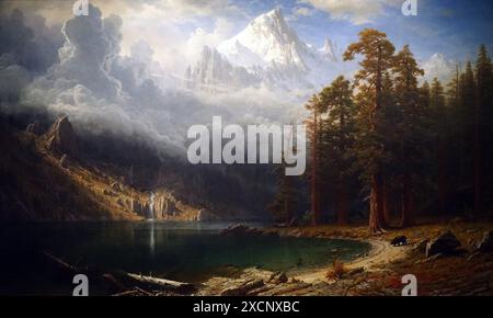 Dipinto intitolato 'Monte Corcoran' di Albert Bierstadt (1830-1902) un pittore americano di origine tedesca. 1876 Foto Stock