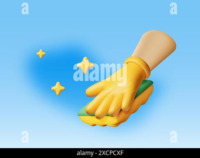 Guanti 3D con spugne per lavare Illustrazione Vettoriale