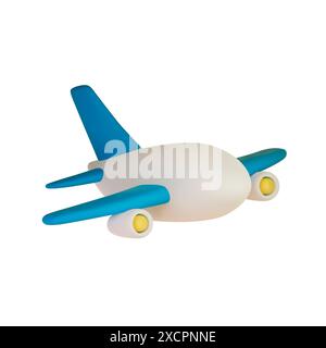 Rendering realistico dell'aereo isolato su sfondo bianco. Concetto di viaggio in aereo a cartoni animati 3D. Illustrazione vettoriale. Illustrazione Vettoriale