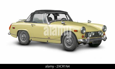 Storica auto sportiva a due posti con dorso bianco e ombra Foto Stock