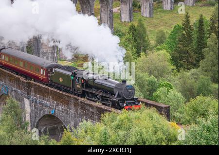 Il treno a vapore giacobita che passa sopra il viadotto Foto Stock