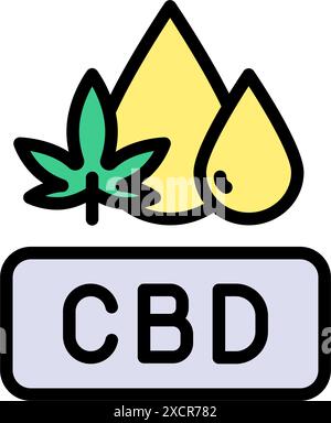 Marijuana medica o pillole di estratto di erbe infestanti CBD, icona di colore. Simbolo del vettore della capsula di cannabis. Capsule CBD per la salute mentale, il rilassamento e la depressione tre Illustrazione Vettoriale