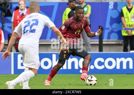 Johan Bakayoko (19) del Belgio nella foto di una partita di calcio tra le squadre nazionali del Belgio, chiamata Red Devils e Slovacchia, nella prima partita del gruppo e nella fase a gironi del torneo UEFA Euro 2024 , martedì 17 giugno 2024 a Francoforte , Germania . FOTO SPORTPIX | David Catry Foto Stock