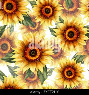 Motivo floreale senza cuciture per girasole. Sfondo estivo luminoso. Foto Stock