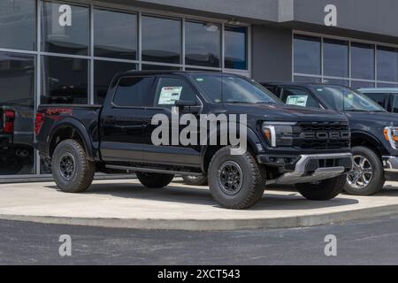 Plainfield - 16 giugno 2024: Ford F-150 Raptor 4X4 Supercrew. Ford offre l'F150 Raptor con un motore V6 Ecoboost da 3,5 litri. IL MIO: 2024 Foto Stock