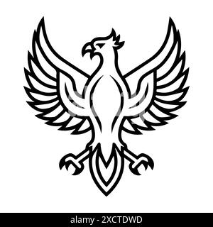 Logo Griffins di lusso o icona di linea moderna. Grafica a linee vettoriali e design a icone con un contorno audace. Bianco e nero Pixel Perfect simbolo minimalista isolato Illustrazione Vettoriale