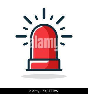 Icona rossa della sirena dei lampeggiatori di emergenza. Icona della sirena in stile piatto. Sirena di emergenza. Illustrazione vettoriale. Illustrazione Vettoriale