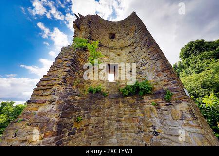 Castello di Volmarstein, le rovine di un castello in cima a una collina nel distretto di Volmarstein di Wetter, Germania, Renania settentrionale-Vestfalia, area della Ruhr, Wetter/Ruhr Foto Stock