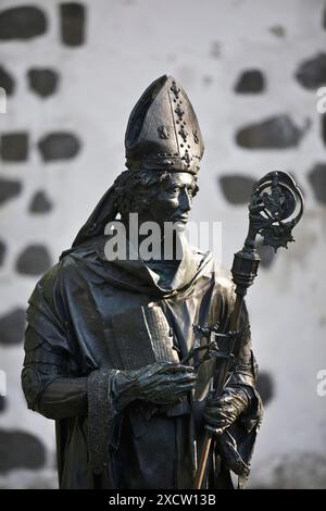 Scultura in bronzo di Friedrich III. Von Saarwerden a Zons, Germania, Renania settentrionale-Vestfalia, basso Reno, Dormagen Foto Stock