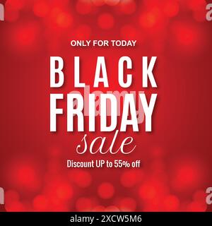 Moderno sfondo rosso con vendita Black friday Illustrazione Vettoriale